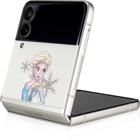 Disney Frozen Elsa Snowflakes Art Galaxy Z Flip3 5G Skin